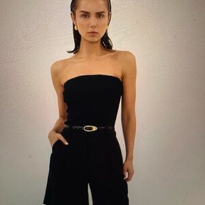 DISSH Lima Black Strapless Bandeau Knit Top - Sleek Minimal Style